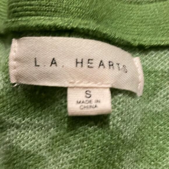 Pacsun LA Hearts Brand Green Cropped Checkered Print Cardigan Sweater Size Small - Picture 3 of 4